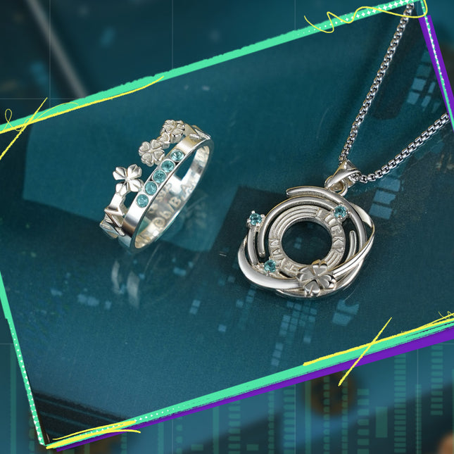 To Be HERO X | Impression Ring & Necklace LUCKY CYAN Set