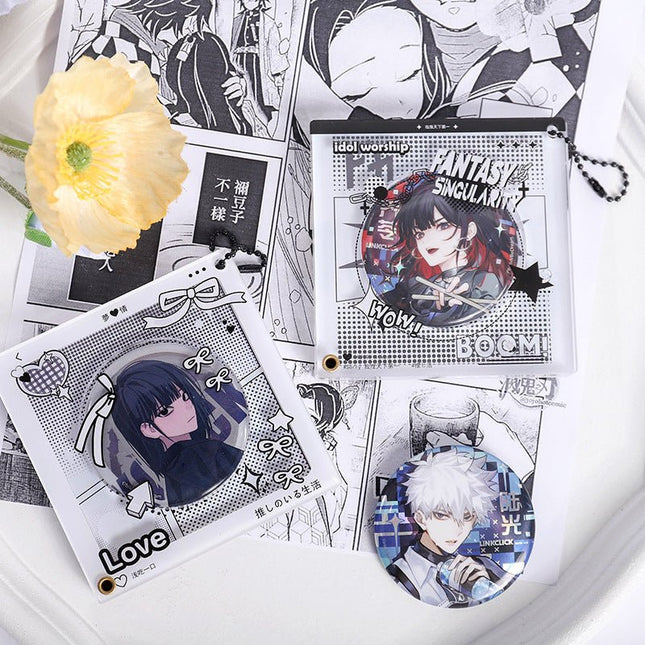 Anime Badge Display | Black and White Love Song Series Aryclic Badge Case FUNIMECITY Goods Display - FUNIMECITY