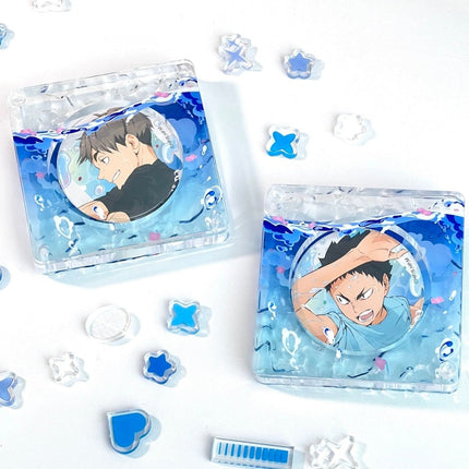 Anime Badge Display | Immersed In The Depths Of The Sea Acrylic Gradient Water Ripple Badge Display FUNIMECITY Goods Display - FUNIMECITY
