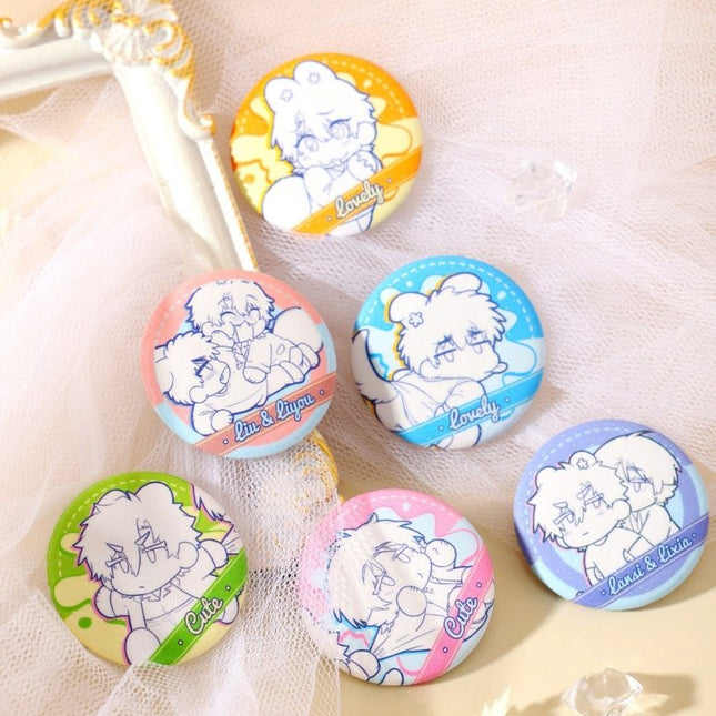Lying Puppies Will Be Eaten | Tu Ya Dou Dou Series Chibi Badge Set Yuan Gu Dong Man Anime Goods - Funimecity 