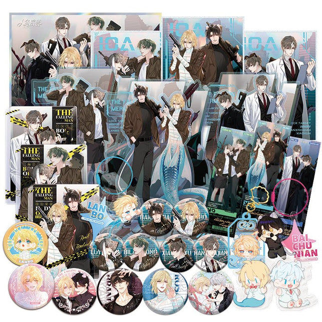 The Falling Merman | IOA Team Comic Badge Set & Art Cards & Acrylic Stand Figure & Quicksand Painting MANCOOL Anime Goods - FUNIMECITY